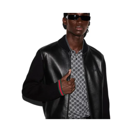 Nappa Leather And Knit Bomber Jacket