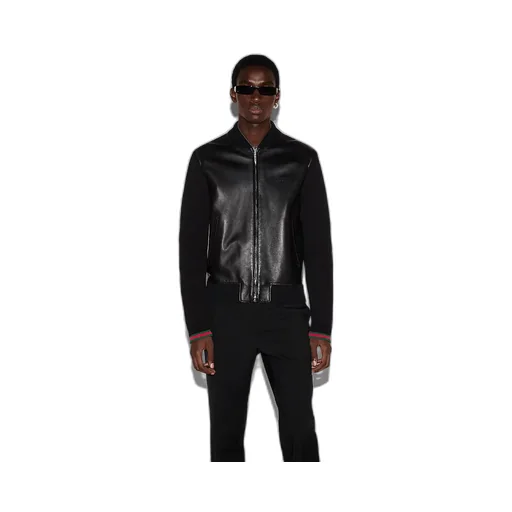 Nappa Leather And Knit Bomber Jacket