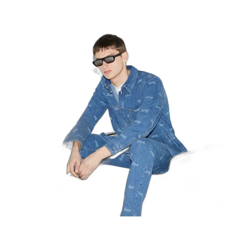 Denim Shirt With Lasered Gucci Detail