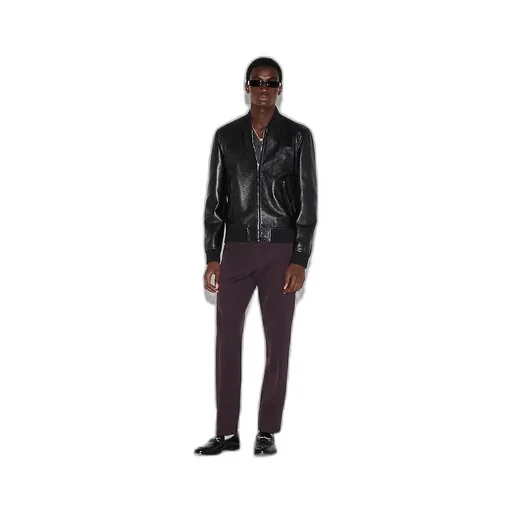 Embossed Gg Leather Bomber Jacket