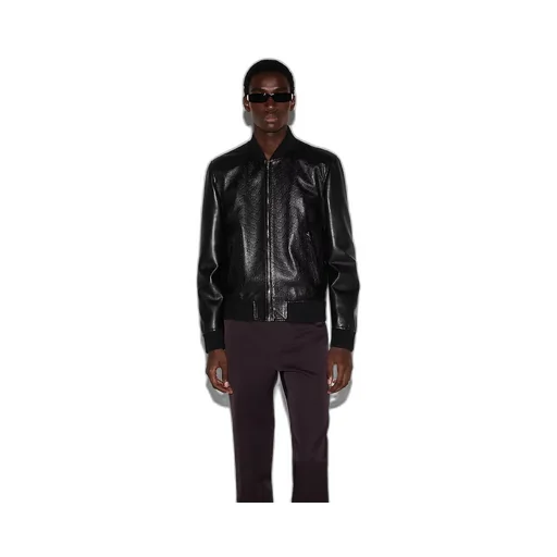 Embossed Gg Leather Bomber Jacket