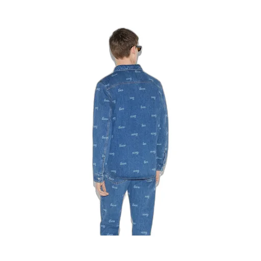 Denim Shirt With Lasered Gucci Detail