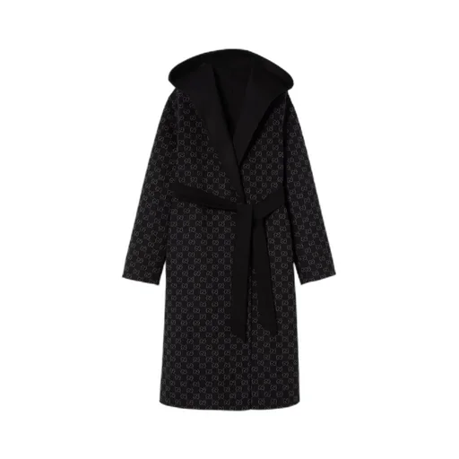 Reversible Gg Silk Wool Blend Coat