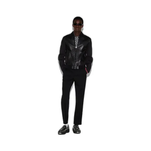 Nappa Leather And Knit Bomber Jacket