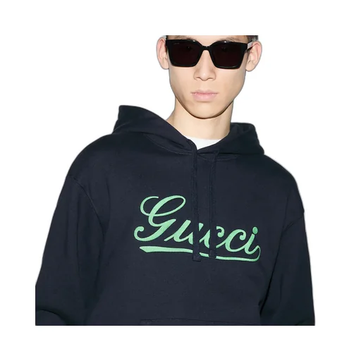 Embroidered Cotton Jersey Hooded Sweatshirt