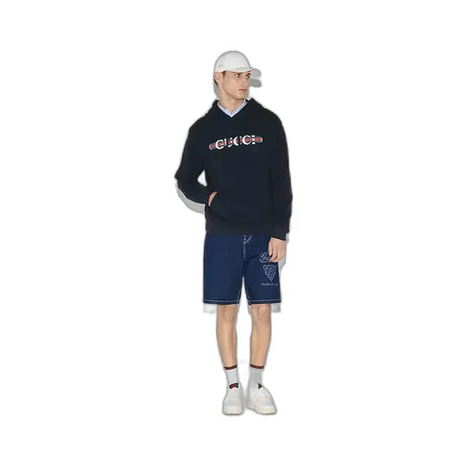 Printed Cotton Jersey Hooded Sweatshirt