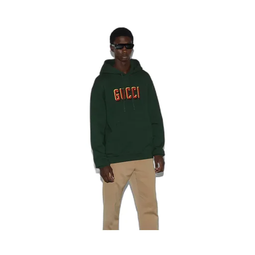 Printed Cotton Jersey Hooded Sweatshirt