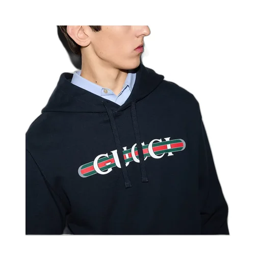 Printed Cotton Jersey Hooded Sweatshirt