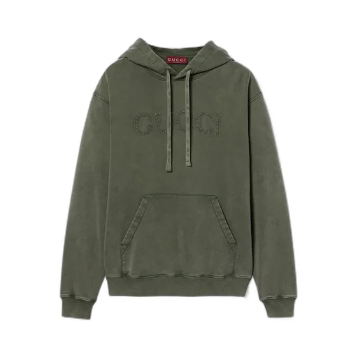 Embroidered Cotton Jersey Hooded Sweatshirt