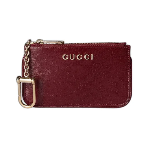 Zip Key Pouch With Gucci Script