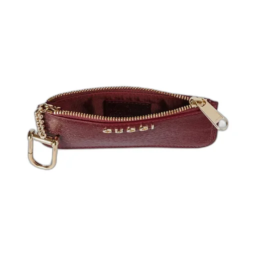 Zip Key Pouch With Gucci Script