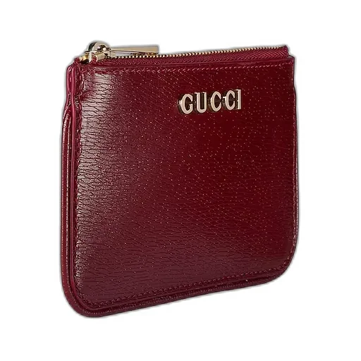 Zip Key Pouch With Gucci Script