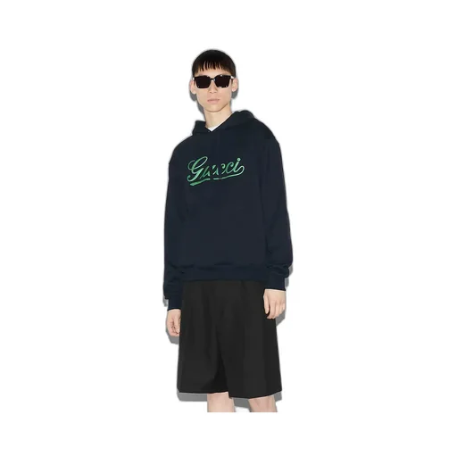 Embroidered Cotton Jersey Hooded Sweatshirt