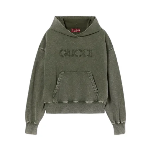 Embroidered Cotton Jersey Hooded Sweatshirt