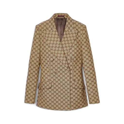 Double-Breasted Gg Canvas Jacket
