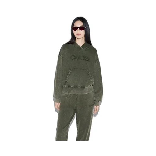 Embroidered Cotton Jersey Hooded Sweatshirt