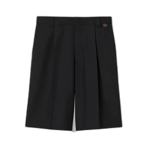 Wool Blend Twill Short With Web