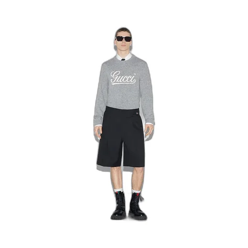 Wool Blend Twill Short With Web
