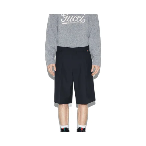 Wool Blend Twill Short With Web