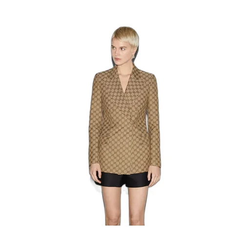 Double-Breasted Gg Canvas Jacket