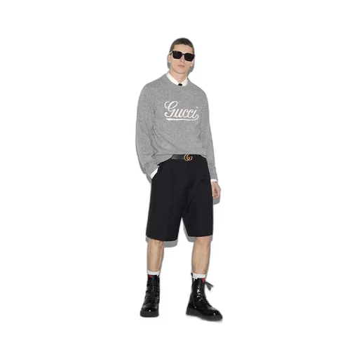 Wool Blend Twill Short With Web