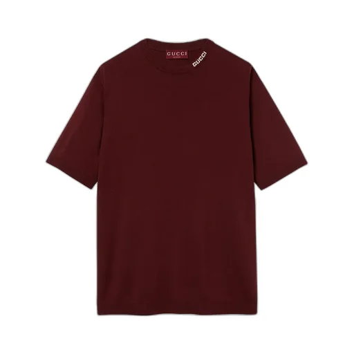 Silk Cotton T-Shirt With Gucci Intarsia