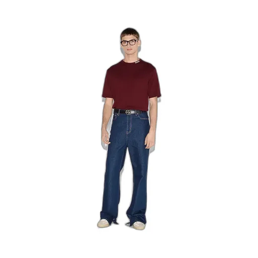 Silk Cotton T-Shirt With Gucci Intarsia