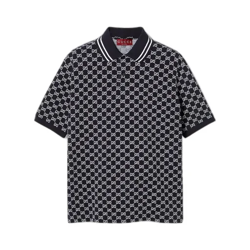 Gg Cotton Piquet Jacquard Polo Shirt