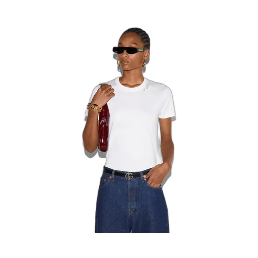 Cotton Jersey T-Shirt With Crystal