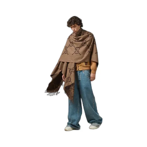 Reversible Jumbo Gg Cashmere Cape