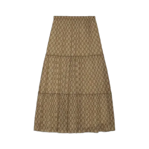Gg Damier Print Silk Skirt