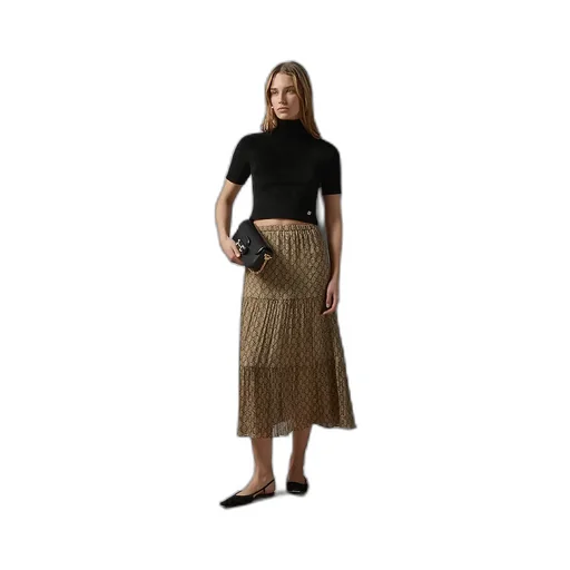 Gg Damier Print Silk Skirt