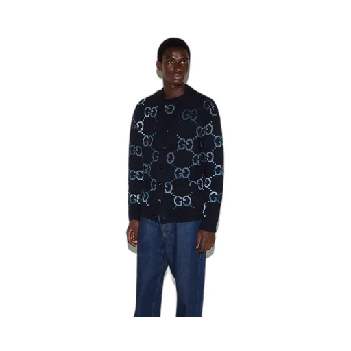 Wool Cardigan With Gg Intarsia