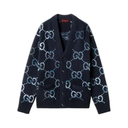 Wool Cardigan With Gg Intarsia