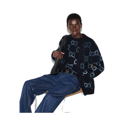 Wool Cardigan With Gg Intarsia
