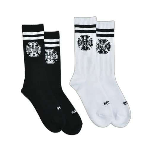 South Side Cross Logo Socks 2Pack / Blk&Amp;Wht