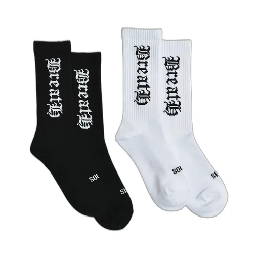 Old English Logo Socks 2Pack / Blk&Amp;Wht