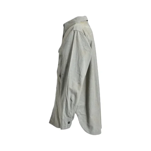 Repaired Worn Gray Chambray Shirt / Aged Gry