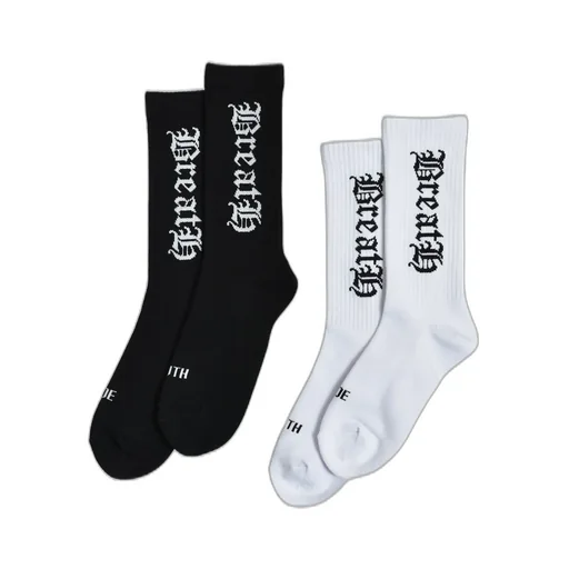 Old English Logo Socks 2Pack / Blk&Amp;Wht