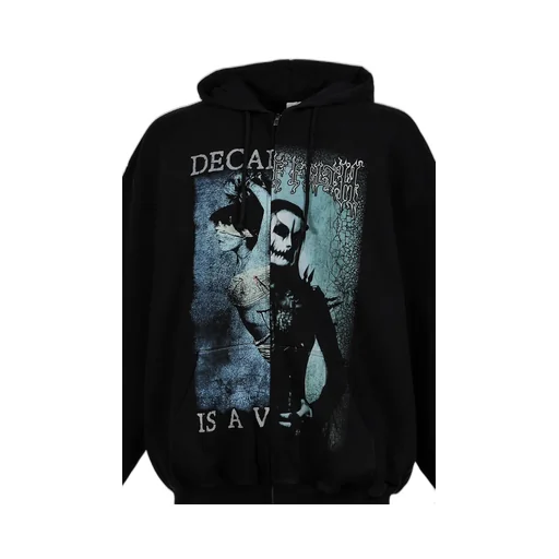 Cof Cut-Up Oversized Zip-Up Hoodie / Blk / Blk