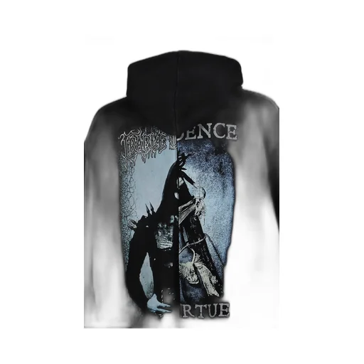 Cof Cut-Up Oversized Zip-Up Hoodie / Blk / Blk