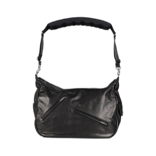 Pc Riders Leather Newton Shoulder Bag W / Love &Amp; Peace Silver / Blk