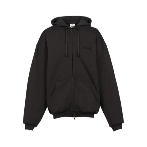 Puffed Oversized Zip-Up Hoodie / Washed Blk