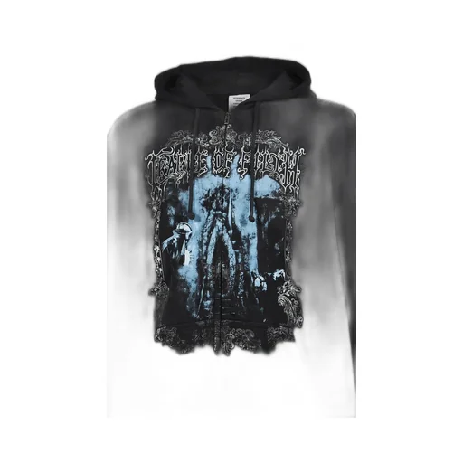 Cof Butterfly Oversized Zip-Up Hoodie / Washed Blk