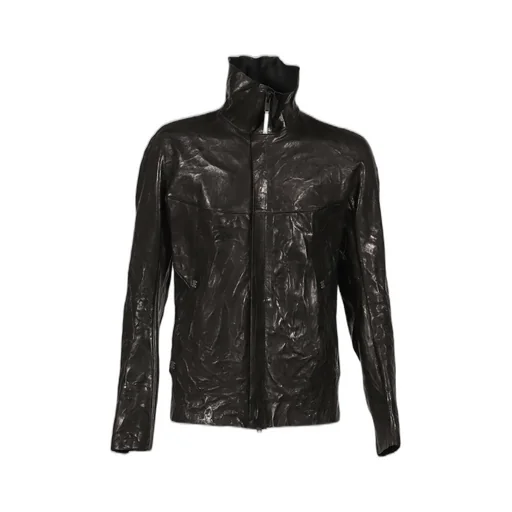 High Neck Leather Jacket / Blk Humanoid