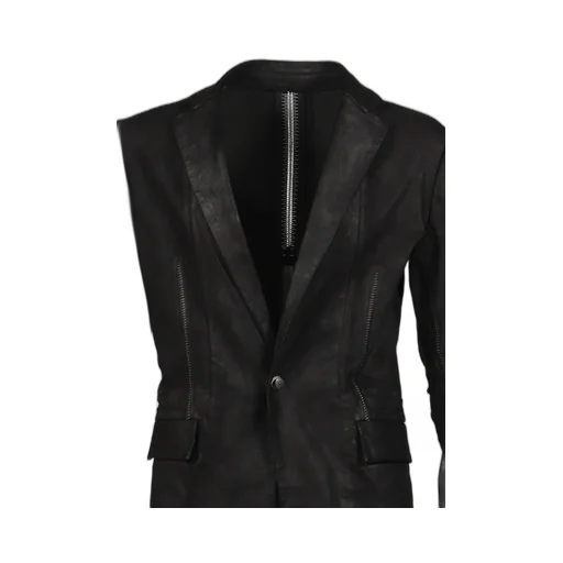 Stretch Leather Classic Blazer / Noir Pionnier