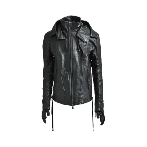 Horse Leather Glove Attached Jacket / Blk