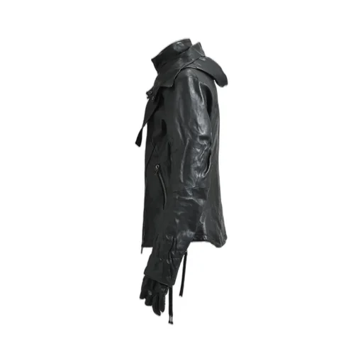 Horse Leather Glove Attached Jacket / Blk