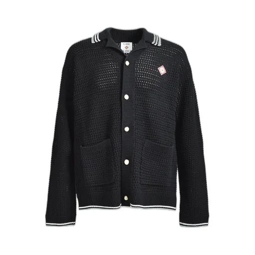 Embroidered Faux Crochet Shirt / Blk