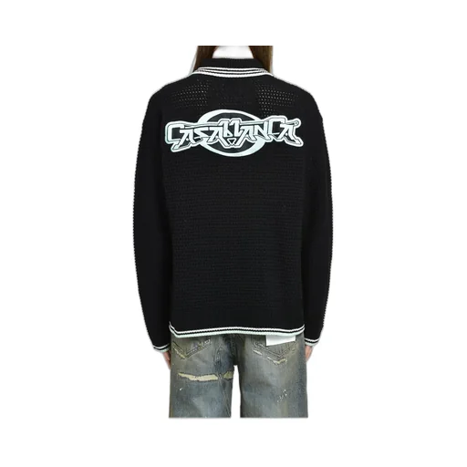 Embroidered Faux Crochet Shirt / Blk